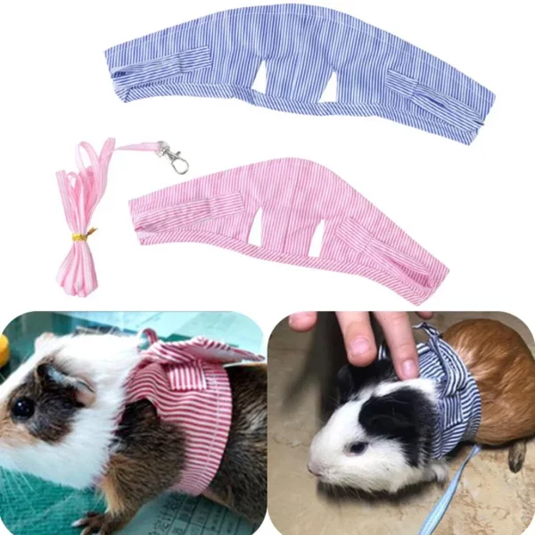Guinea Pig Harness Vest Leash Set Small Pet Hamster Ferret Chinchilla Bunny Puppy Mesh Chest Strap Pet Supplies, S,