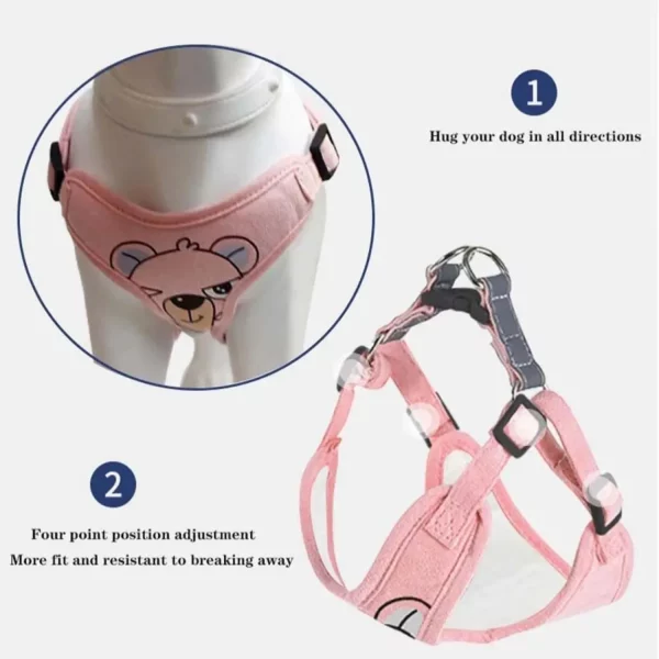 Dog walking outdoors wearing a comfortable dog harness vest