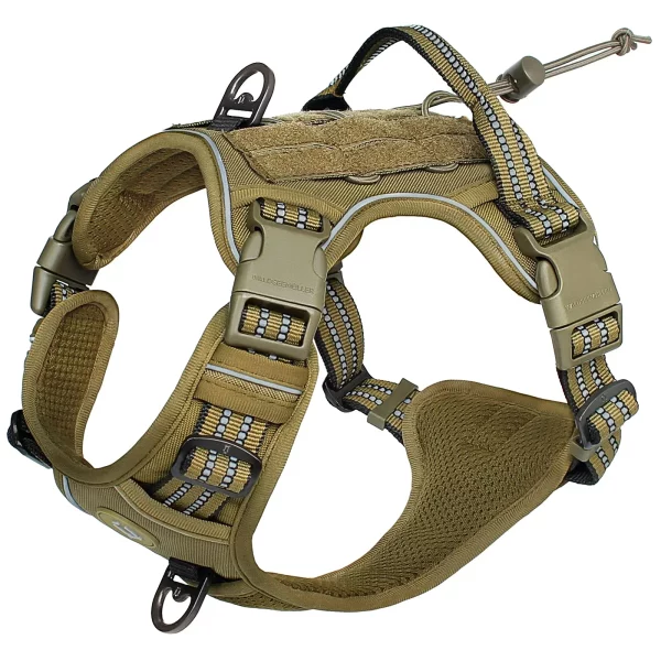 Tactical Dog Harness, No Pull Dog Harness, Adjustable Breathable MOLLE Dog Vest Harness for Medium Large Dog Reflective