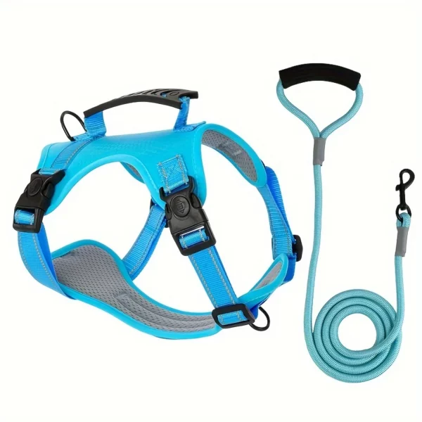 High-Visibility Reflective Dog Harness & Leash Set - Soft Mesh Pet Vest with Enhanced Padding for Secure,