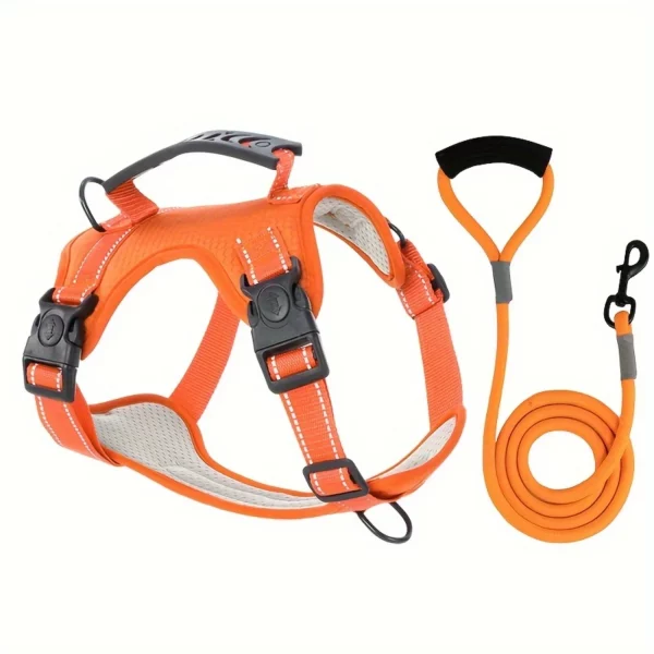 High-Visibility Reflective Dog Harness & Leash Set - Soft Mesh Pet Vest with Enhanced Padding for Secure,