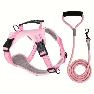 High-Visibility Reflective Dog Harness & Leash Set - Soft Mesh Pet Vest with Enhanced Padding for Secure,