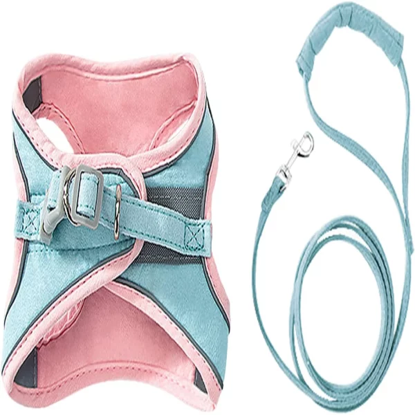 Adjustable and Stylish Secure Small Dogs and Cats Harness Vest and Leash Set for Outdoor Adventures with Reflective