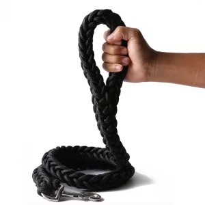 Heavy duty dog leash, close-up of braided nylon texture