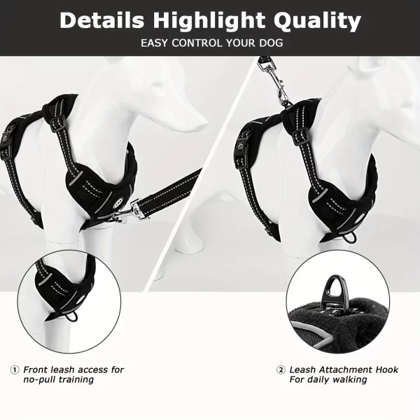 Back view of the black small dog harness showing leash attachment