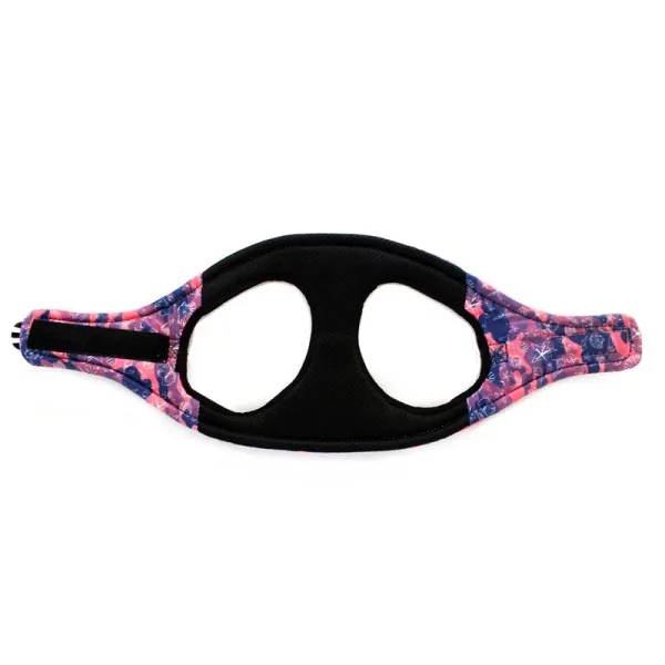 Collection of dog harnesses in various patterns including maple leaf and wave designs