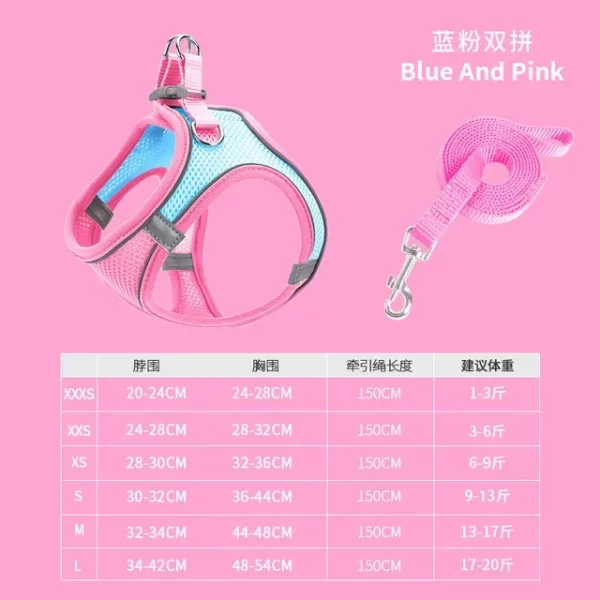 Pet Supplies New Pet Chest Harness Vest-style Breathable Dog Leash Reflective Dog Vest Harness Cat Harness Dog
