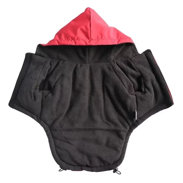 Close-up of the reflective strip on a dog's waterproof coat