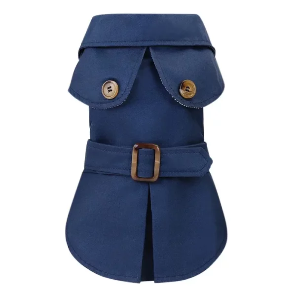 Close-up of the dog jacket's thick fabric texture and stitching detail
