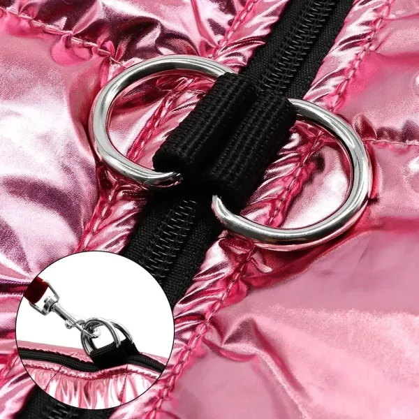 Close-up of the waterproof fabric texture on a dog coat