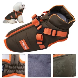 Puppy Jacket Waterproof Pet Clothes for Small Dogs with Harness Winter Warm Chihuahua Vest Yorkie Coat French Bulldog