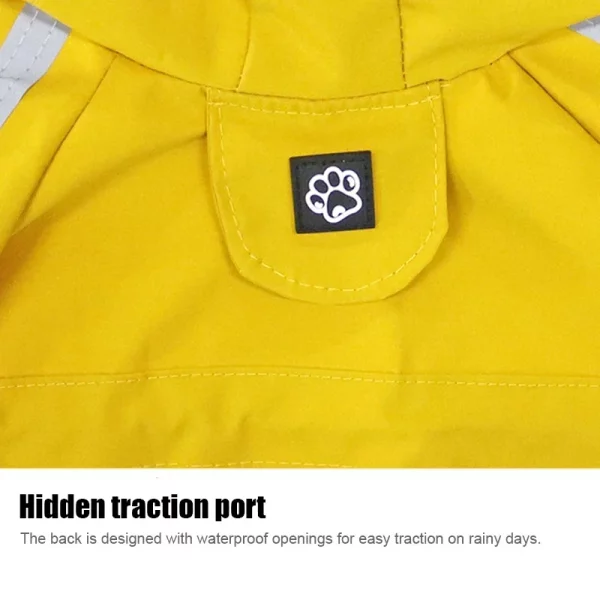 Dog raincoat, showing full body coverage jumpsuit style