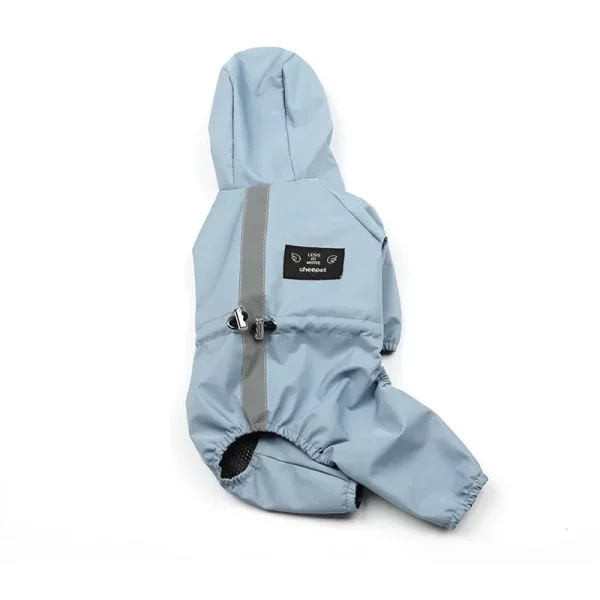 Pet and Dog Clothing Rainproof Breathable Reflective Clothing Dog Four-legged Raincoat Cat and Dog Supplies, L, Blue