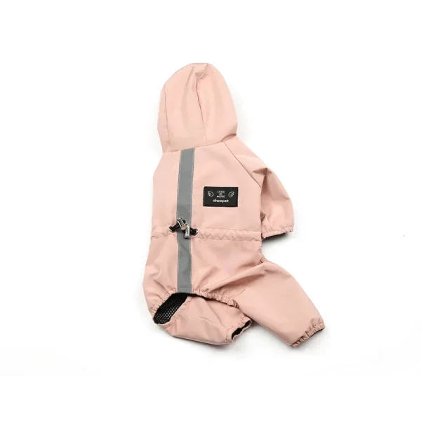 Pet and Dog Clothing Rainproof Breathable Reflective Clothing Dog Four-legged Raincoat Cat and Dog Supplies, L, Pink