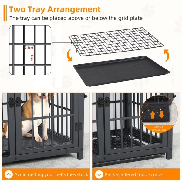 Detail of durable metal wire and rounded edges on dog crate