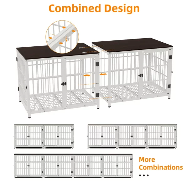 Dog crate styled as an end table with decor
