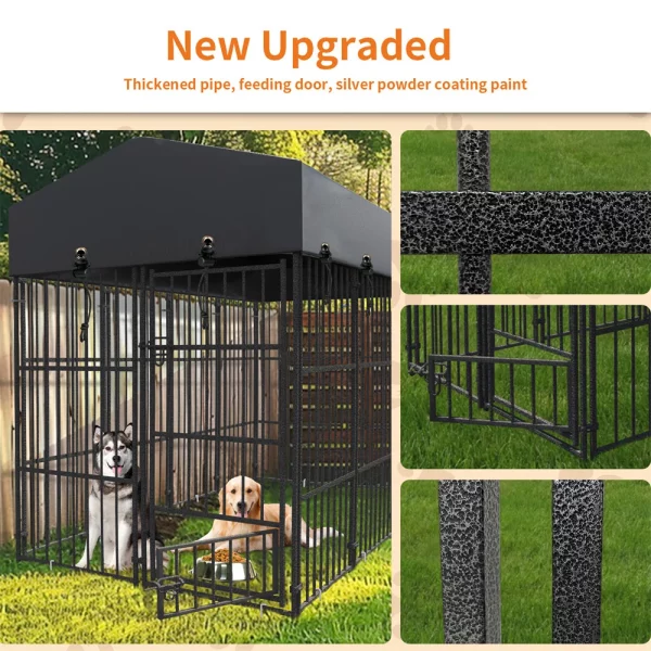 Heavy duty dog kennel, assembled in an outdoor setting