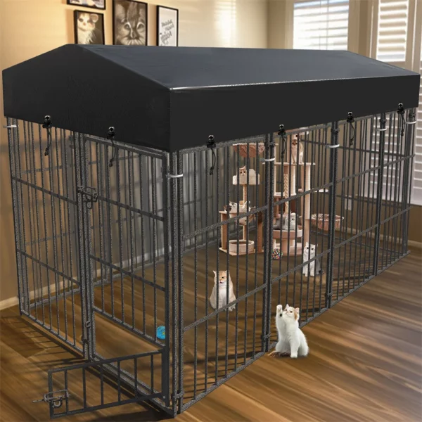 Outdoor pet run enclosure, close-up of durable wire mesh