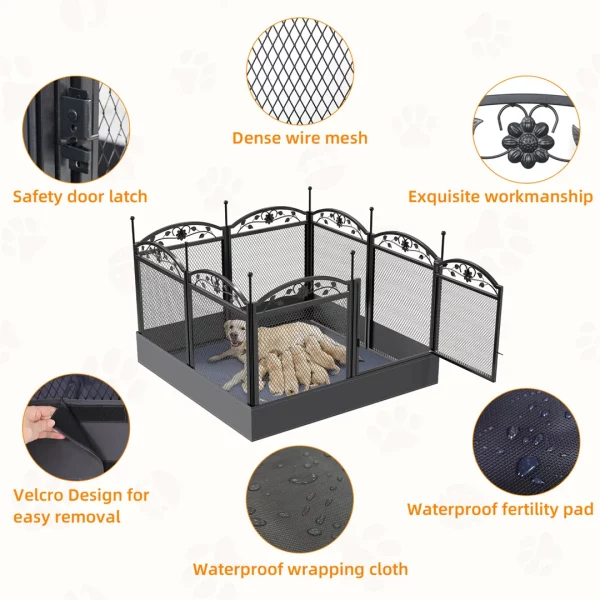 Heavy duty dog playpen, assembled square configuration, outdoor setting