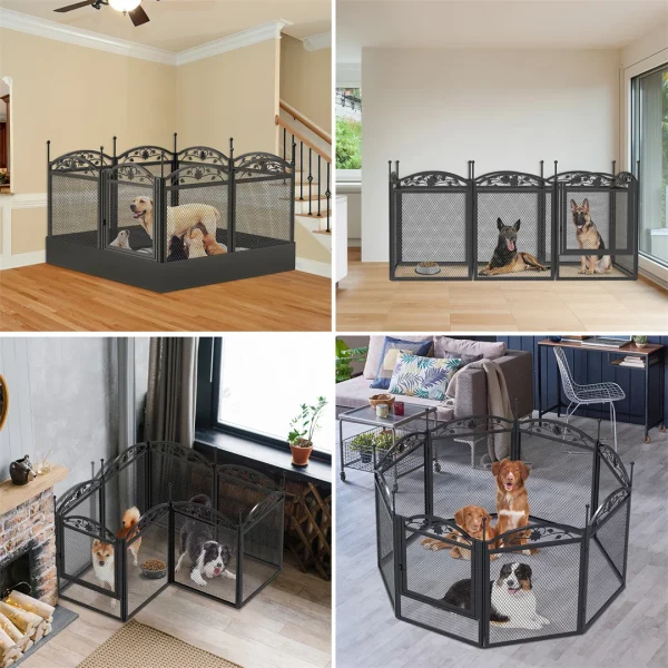 Heavy duty dog playpen, showing panel connection detail and stakes