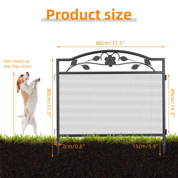 A dog standing inside the assembled playpen, demonstrating its use as a pet exercise area.