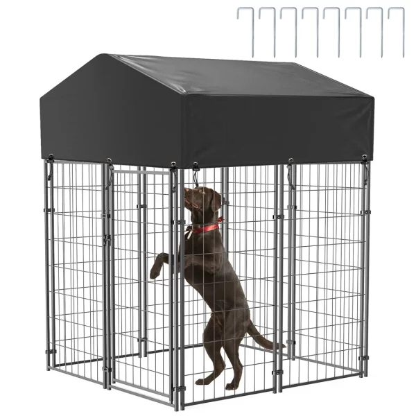 Multiple dogs enjoying the large outdoor heavy duty dog kennel