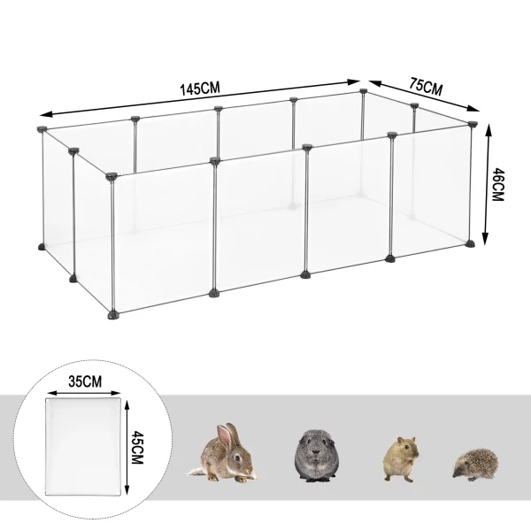 A guinea pig happily playing inside the modular DIY pet enclosure.