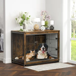 Pet Cage Kennels with 2 Doors and Removable Tray, Dog Crate, End Table Furniture, Wood Metal, Combine Pet Cage, S, M,