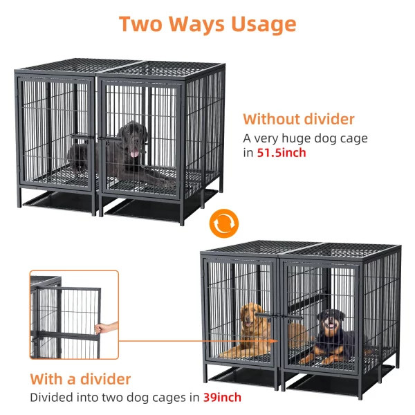 Close-up detail of the secure double door latches on the heavy duty dog crate.