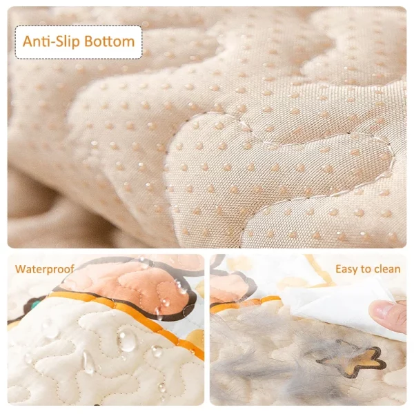 Dog mat placed on a car seat, protecting it from pet hair and dirt during travel.