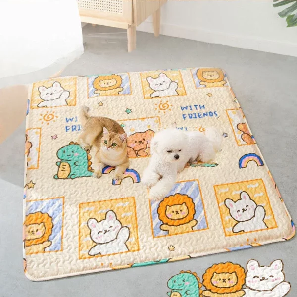 Close-up of a reusable dog mat showing its soft, textured surface.