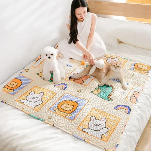 Underside view of the reusable dog mat, showing the anti-slip rubber backing.
