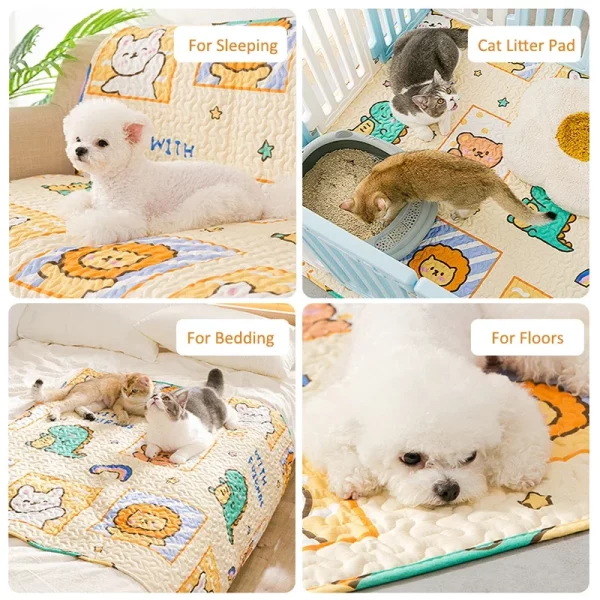 Dog mat providing a comfortable resting area within a pet playpen.