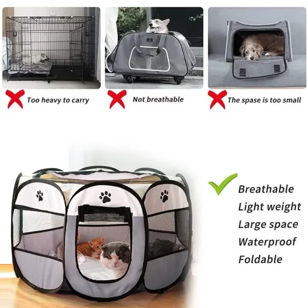 Compact folded portable dog kennel