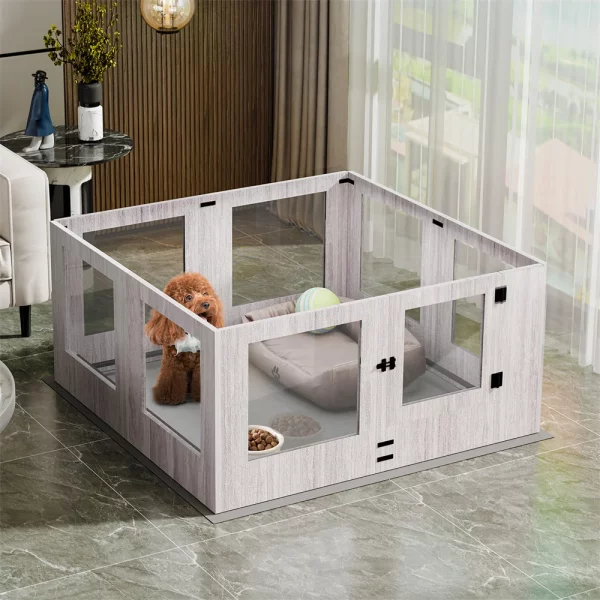 Heavy duty dog whelping box with tempered glass panels