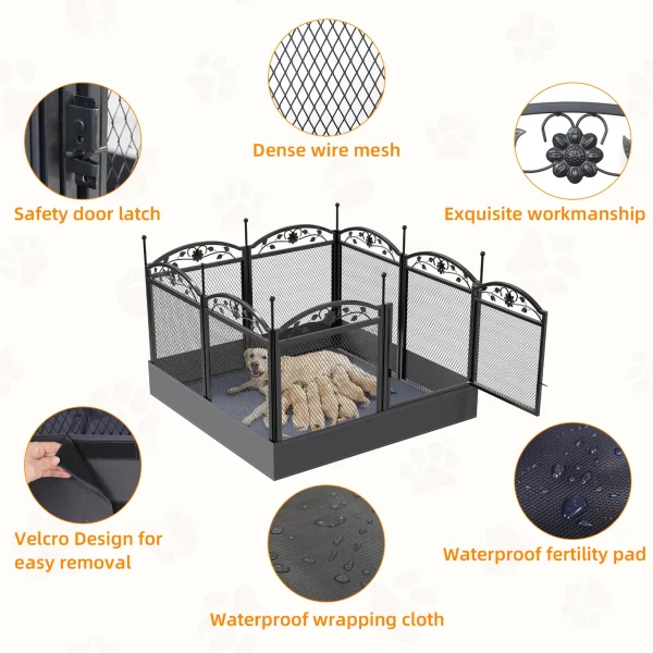 Detail of the metal construction and anti-rust finish of the dog fence