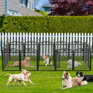 8 Panels Metal Dog Playpen with Fertility Mat and Gate Foldable Heavy Duty Pet Whelping Box Exercise Fence Cage