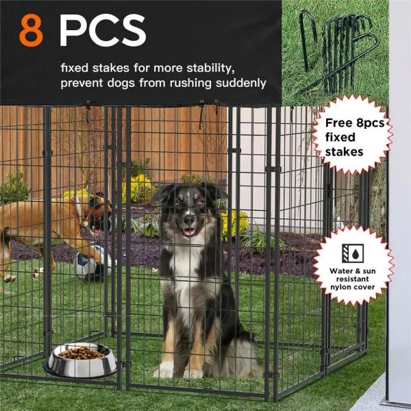The large size oversize dog cage set up outdoors, showcasing its expansive dimensions.