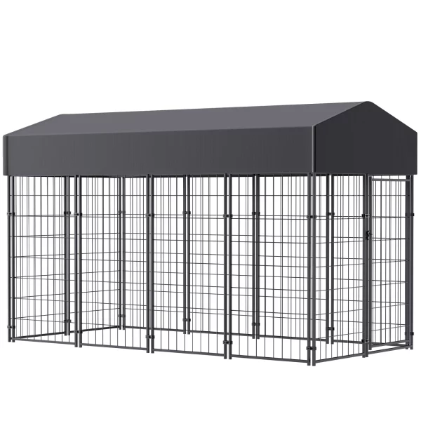 Outdoor setting of the heavy duty dog playpen