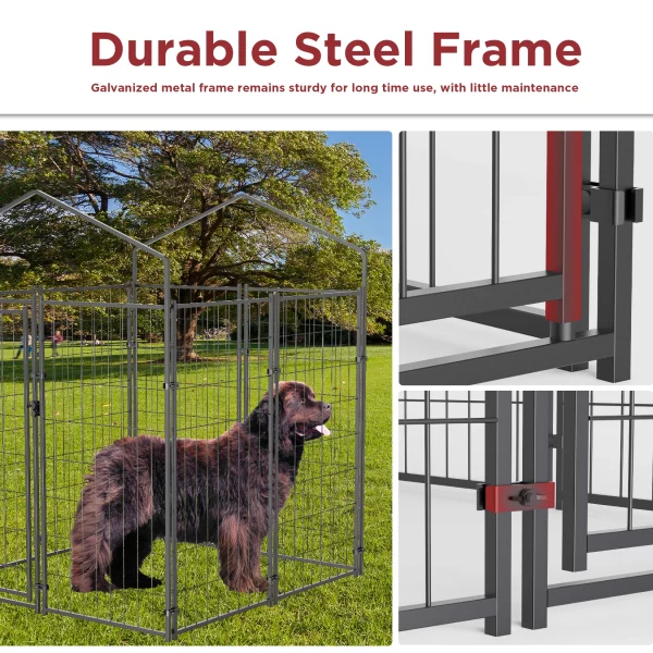 Side view of the large outdoor dog kennel