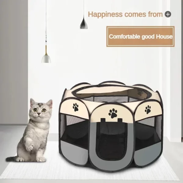 Foldable pet tent, open entrance, front view