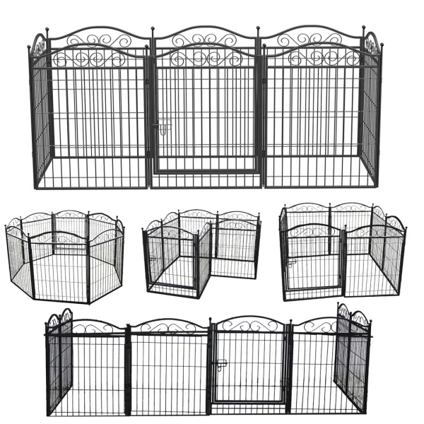 Detail of the metal panel construction and rounded top edge of the dog playpen