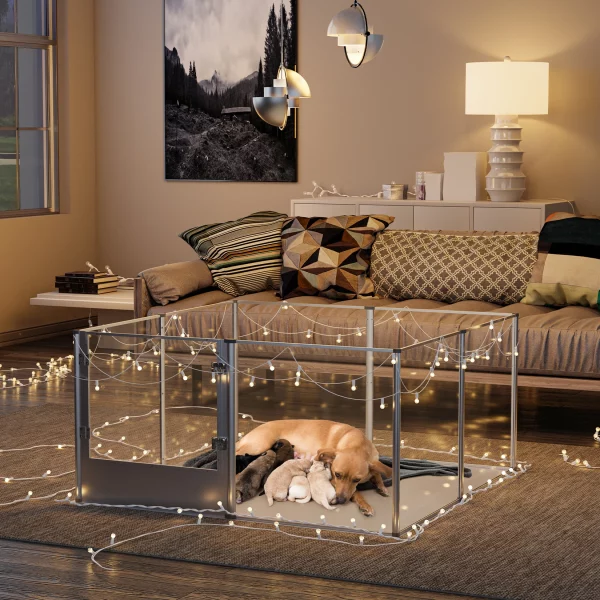 Dog playpen showing the durable aviation aluminum alloy frame construction