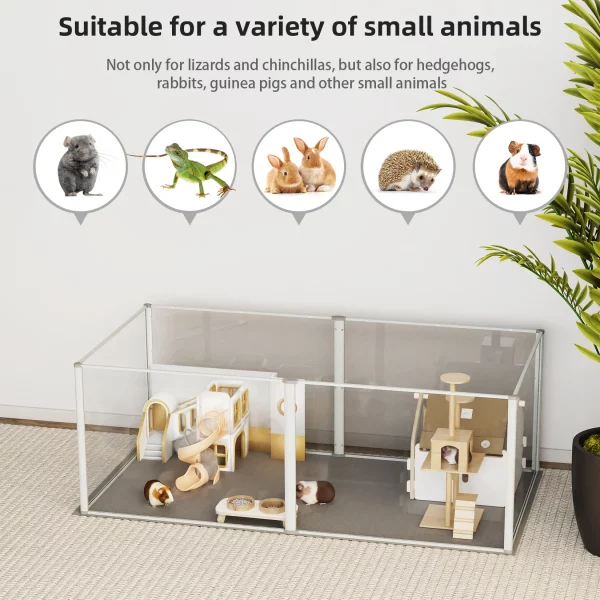 Acrylic pet playpen with hedgehog inside
