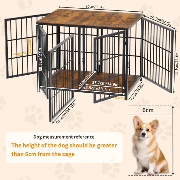 Interior view of the dog crate with the removable divider panel installed