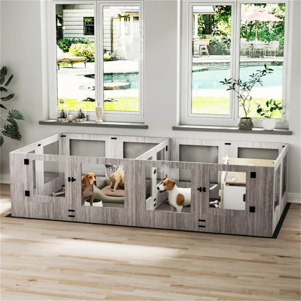 Clear view dog playpen setup for puppies