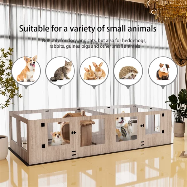 Spacious tempered glass dog pen for whelping