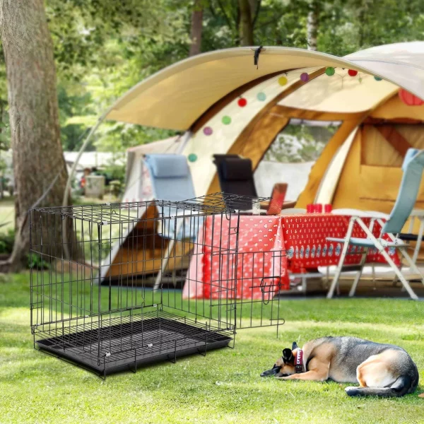 Side profile of the wire dog crate highlighting its spacious interior