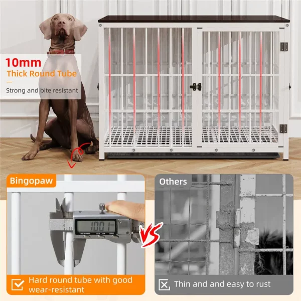Dog crate used as stylish end table with decorative items