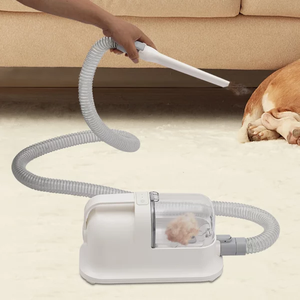 Pet hair grooming tool set components laid out